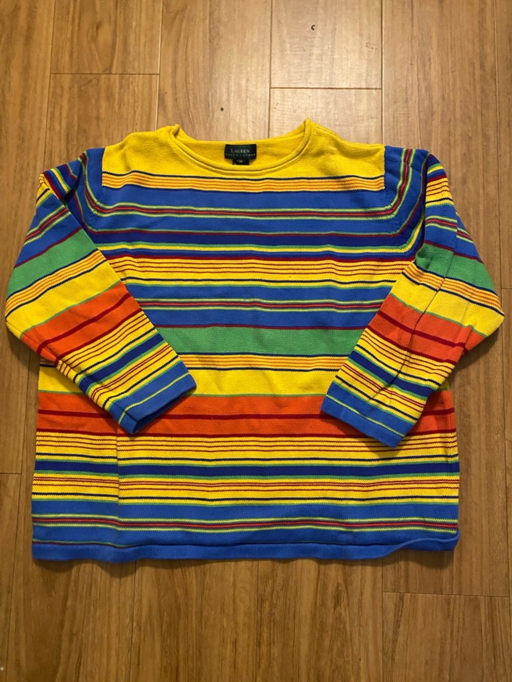 Lauren Ralph Lauren Multicolor Striped Knit Top in Yellow, Blue, Green, Orange